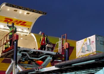 Cargo loaded onto a DHL aircraft
