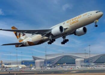 Etihad Cargo plane in Abu Dhabi